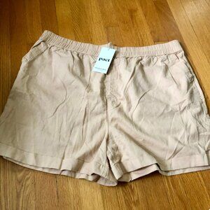Pact Cream/Beige Tabbed Shorts Womens XXL Organic Cotton Linen Cuffed shorts